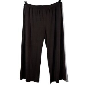 LOGO by Lori Goldstein Brown Elastic Waist Wide Leg Cropped Pants Plus‎ Size 2X